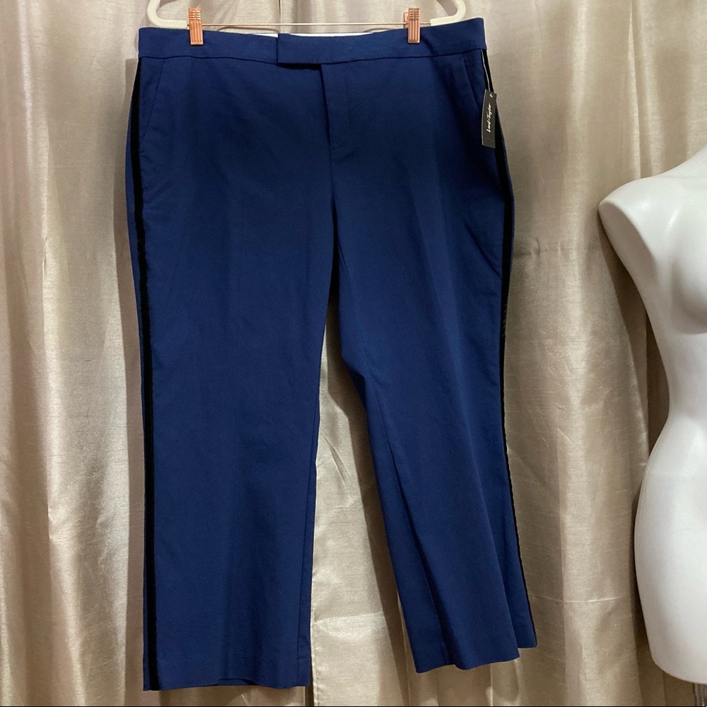 Lord & Taylor Capri Pants w Velvet Piping Navy Blue 14W